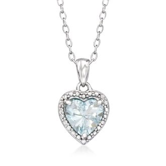 Ross-Simons Aquamarine Heart Pendant Necklace in Sterling Silver