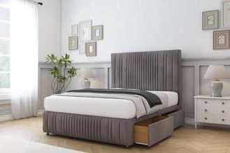 Sloomy Kingsley Naples Divan Set 2 Drawers-54 Headboard-Footboard in Grey | Size: Small Single