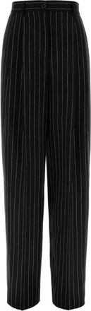 Dolce & Gabbana Broeken, Dames, Zwart, XL, Wol, Geborduurde wollen broek