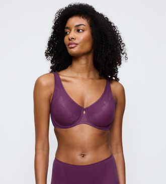 Triumph Minimizer-BH TRIUMPH Wild Rose Sensation, Damen, Gr. 80, Cup E, lila (flower lila), Spitze, Obermaterial: 82% Polyamid, 18% Elasthan, BHs Minimizer-BH