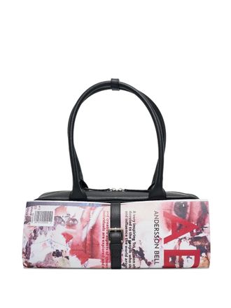 Andersson Bell magazine-print leather shoulder bag - women - Calf Leather/Polyester/Cotton/Polyester - One Size - Red