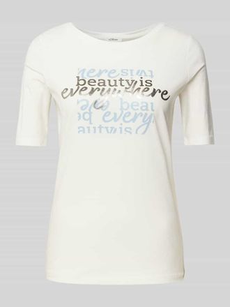 s.Oliver Red Label Regular Fit T-Shirt mit Statement Print in Weiss, Gr&ouml;&szlig;e 40