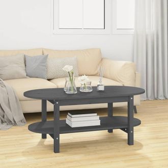 vidaXL Vidaxl - Mesa De Centro De Madera Maciza De Pino Gris 110x55x45 Cm