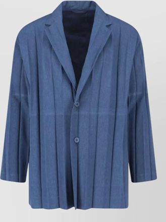 Homme Pliss&eacute; Issey Miyake long sleeve blazer notched lapel pleated design