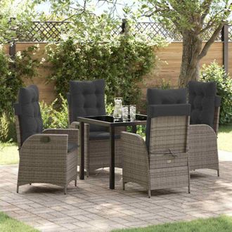 vidaXL Vidaxl - Conjunto De Comedor De Jard&iacute;n 5 Pcs Gris Rat&aacute;n Sint&eacute;tico