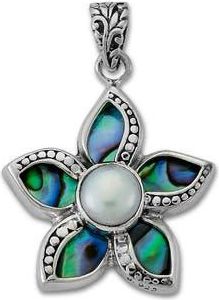 Samuel B. Sterling Silver Abalone & Pearl Flower Pendant in Green And Blue at Nordstrom Rack