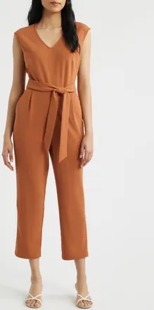 Anne Klein V-Neck Jumpsuit in Cedar Spice at Nordstrom, Size X-Small