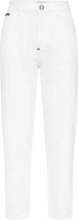 Philipp Plein Denim Broek Mom Fit Logo - Dames - Cropped Jeans - Wit - W27 - Denim - Jeans