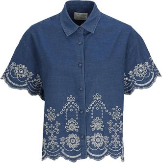 Saint Barth Overhemden, Dames, Blauw, M, Katoen, Clementine Chambray Shirt