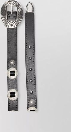 Golden Goose belt threads washed leather hammered studs