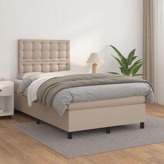 vidaXL Cama Box Spring Con Colch&oacute;n Cuero Sint&eacute;tico Capuchino 120x200cm Vidaxl