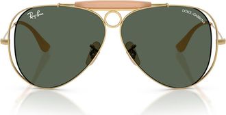 Ray-Ban 53mm Shooter Pilot Sunglasses in Arista /Dark Green at Nordstrom