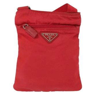 Prada Pre-owned Cross Body Bags, unisex, Red, Size: ONE SIZE Pre-owned Flat messenger bag