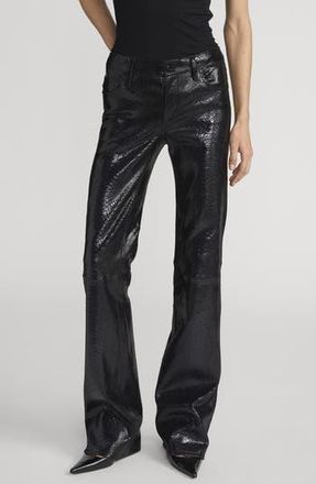 Frame Denim Faux Snakeskin Leather Bootcut Pants in Black Snake at Nordstrom Rack, Size 27