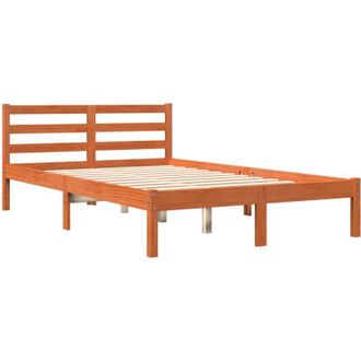 vidaXL Cama Sin Colch&oacute;n Madera Maciza Pino Marr&oacute;n Cera 150x200 Cm Vidaxl