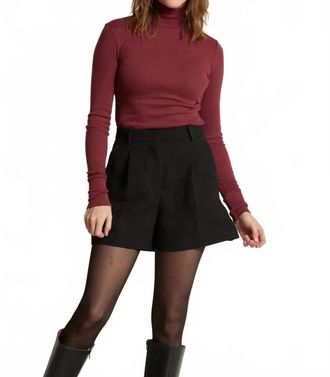 perfectwhitetee Hayden Lux Turtleneck Top In Burgundy