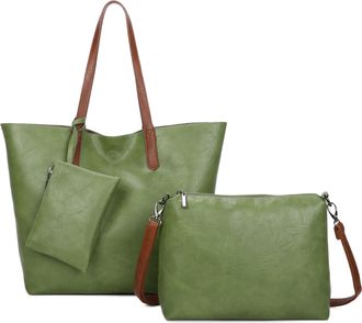 Generic 3 in 1 Shopper Bag for Women, Large Synthetic Tote Handbag with Madgot Top Closure, Detachable Long Strap, Removable Inner Bag & Small Purse Charm (Gl