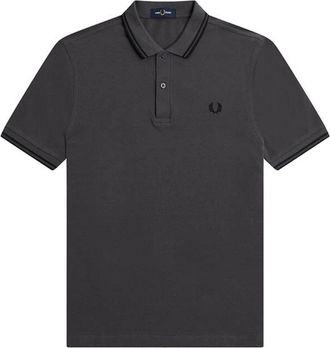 Fred Perry Herenpoloshirt met dubbele kraag (Zwart/Grijs)