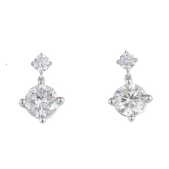 Grown Brilliance 2.25 Carat Round Lab Grown Diamond Dangle Drop Earrings in 14K White Gold, J-K Color, I1-I2 Clarity