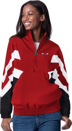 Starter Womens Starter Red Chicago Bulls Renegade Oxford Half-Zip Jacket at Nordstrom, Size Xx-Large
