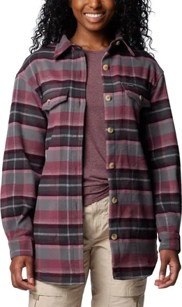 Columbia Calico Basin Shirt Jacket Womens Multi Plaid Pockets Button Up JAX779