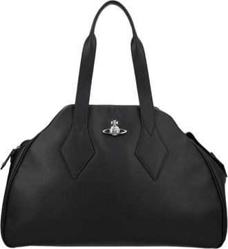 Vivienne Westwood Black Metallic Emblem Polyurethane Shoulder Bag