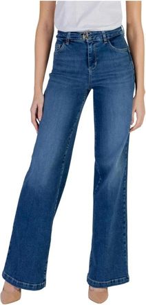 Liu Jo Jeans met zakken aan de voorkant met rits en knoop en stretch katoenmix - Dames - Loose Fit Jeans - Blauw - W26 - Katoen - Jeans