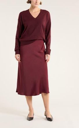 Nordstrom Rack Textured Satin Midi Skirt in Burgundy Tannin at Nordstrom Rack, Size Xx-Small