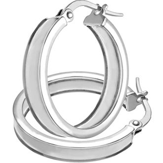 Diamant L'éternel 9ct witgouden elegante gegroefde oorringen met een diameter van 15 mm