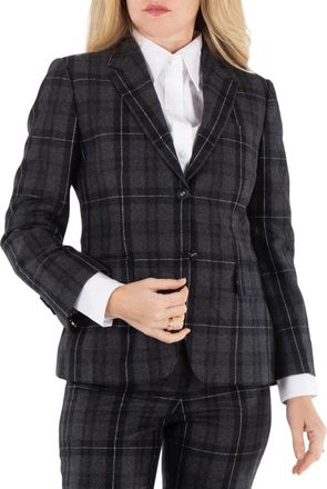 Thom Browne Ladies Charcoal Checked Single-Breasted Blazer, Brand Size 40 (US Size 4)