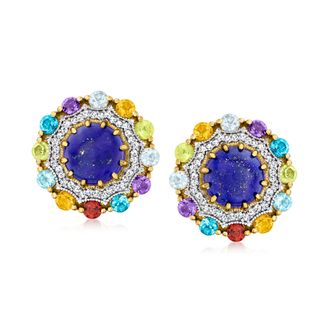 Ross-Simons Lapis and Multi-Gemstone Earrings in 18kt Gold Over Sterling