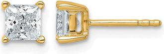 Diamond2Deal 14k Gold 1 ctw Princess Lab Grown Diamond Stud Earrings