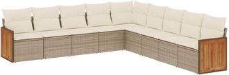 vidaXL Set De Sof&aacute;s De Jard&iacute;n 9 Pzas Con Cojines Rat&aacute;n Sint&eacute;tico Beige Vidaxl