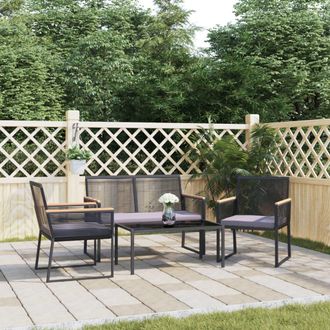 vidaXL Juego De Muebles De Jard&iacute;n Con Cojines 4 Piezas Acero Negro Vidaxl