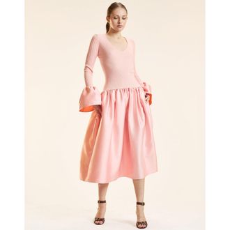 Cynthia Rowley Rib Knit Silk Wool Combo Dress