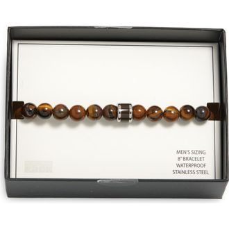 Nordstrom Rack Mens Stretch Bead Bracelet in Brown- Stainless at Nordstrom Rack