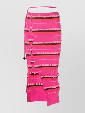 Jacquemus striped cutout asymmetric low-rise midi skirt