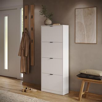 Vicco Zapatera Abatible Gizmo, Blanco, 59 X 146.6 Cm Con 4 Compartimentos, Vicco