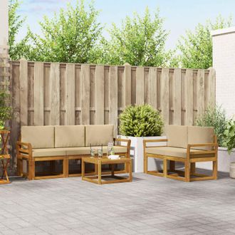 vidaXL Vidaxl Set Di Divani Da Esterno 6 Pz Naturale E Beige