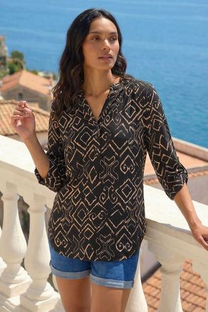 Roman Abstract Print Stretch Jersey Shirt