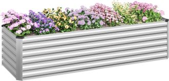 Woltu Woltu Maceta Rectangular De Exterior Para Plantas Y Flores, 238 X 80 X 56 Cm, Color Plateado