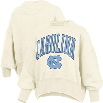 Pressbox Womens Pressbox Natural North Carolina Tar Heels Oversized Waist-Length Crewneck Sweatshirt at Nordstrom, Size Xx-Large