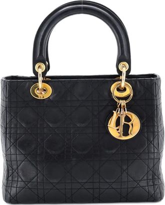 Dior Vintage Lady Dior Bag Cannage Quilt Lambskin Medium satchel - Zwart