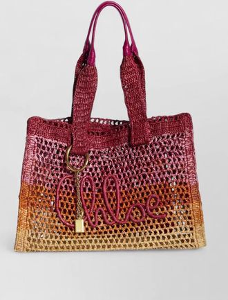 Chlo&eacute; east west summer banana raffia tote