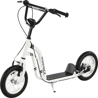 OEM Patinete Para Ni&ntilde;os Mayores De 5 A&ntilde;os Scooter 2 Neum&aacute;ticos Inflables De Caucho Con Frenos Manillar Ajustable Pedal Antideslizante 120x58x85-95 Cm Blan