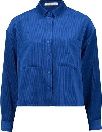Betty & Co Jassen, Dames, Blauw, XL, Overshirt met kraag