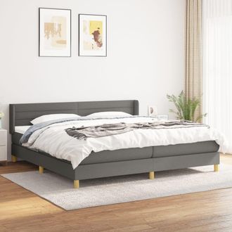 vidaXL Vidaxl - Cama Box Spring Con Colch&oacute;n Tela Gris Oscuro 200x200 Cm
