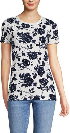 Lands End Cotton Rib T-shirt in Ivory/navy Graphic Floral at Nordstrom, Size X-Large