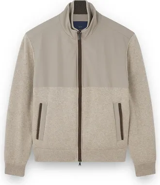 Paul & Shark Hybrid jacket in wool and cashmere with Suede and Typhoon Re-4x4 Stretch details, Man, Beige, Size: 5XL