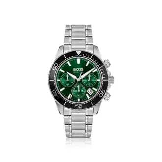 BOSS Sealiner silver-tone chronograph watch with green dial